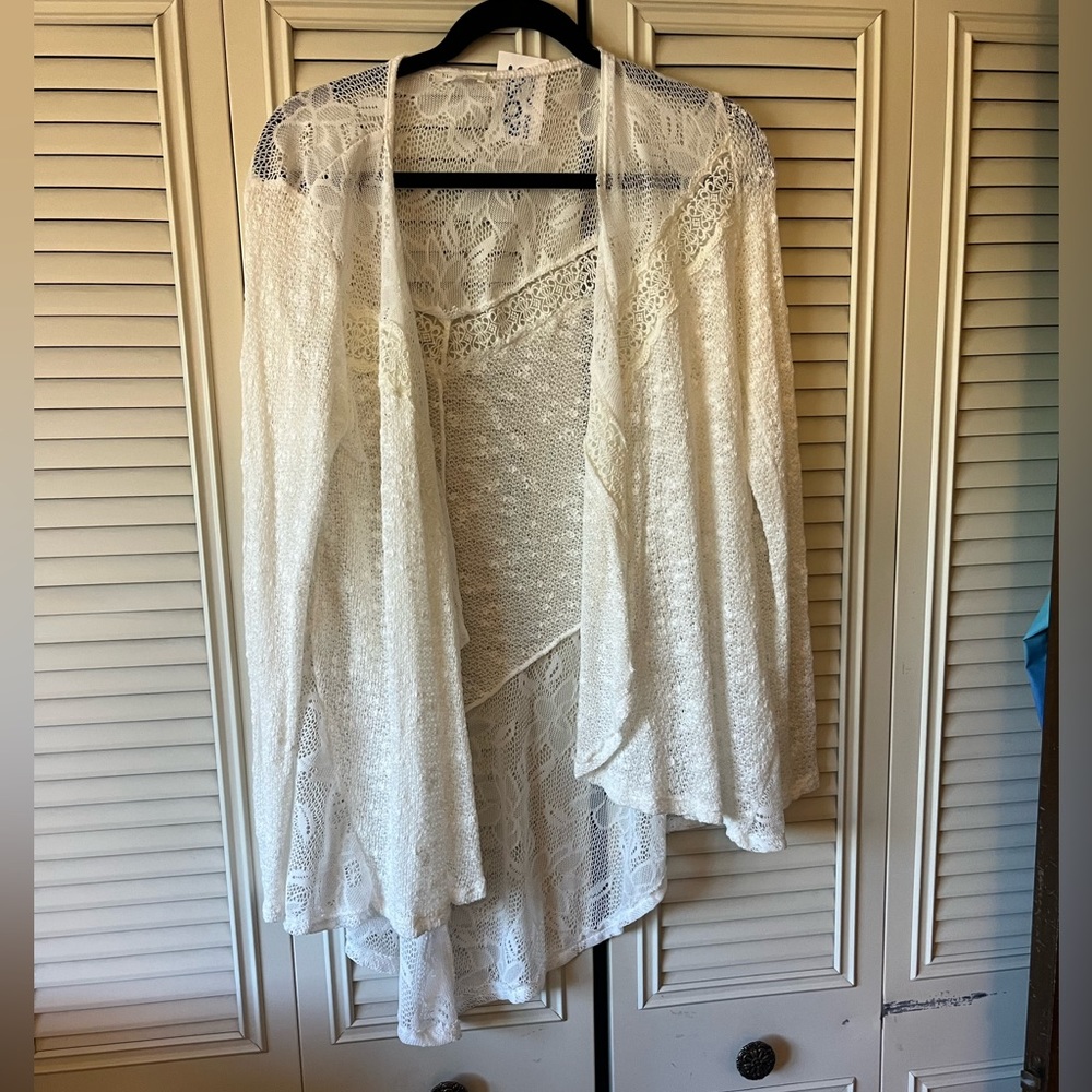 Junior Blu Planet, white lace cover/cardigan. brand new
